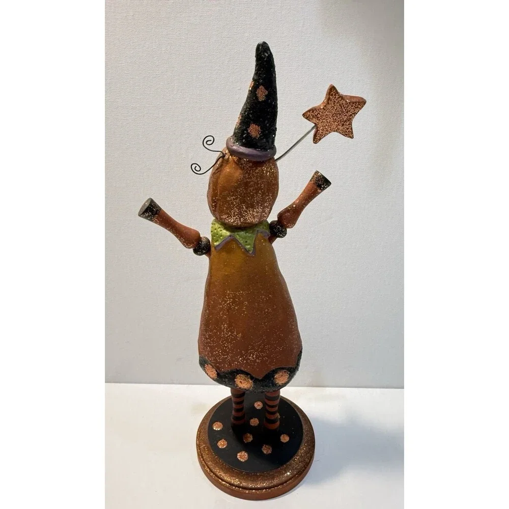 Primitive Pumpkin Jack O Lantern Resin Figurine Halloween Artist E. Smithson MCM